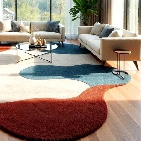 Handcrafted Multicolor Organic Freeform Living Room Rug